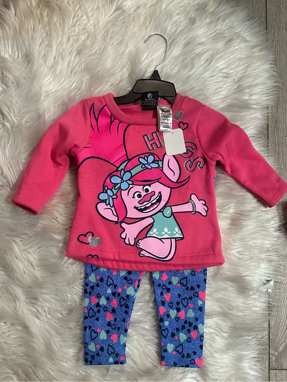 Trolls Pink Graphic Sweatshirt with Heart Accents